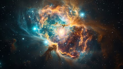 Obraz premium A glowing planetary nebula, with intricate patterns and bright colors