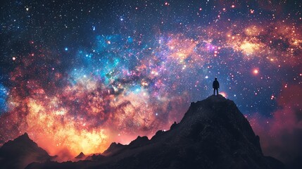 Fototapeta premium A majestic view of the Milky Way galaxy, seen from a mountain on an alien planet
