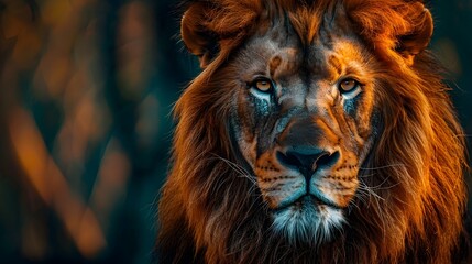 Majestic Lion s Captivating Face in the Savannah Landscape