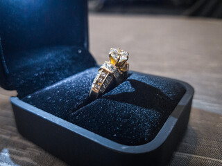 21 Carat Gold Engagement Ring, with a Beautiful Crystal Stone carved in the center!