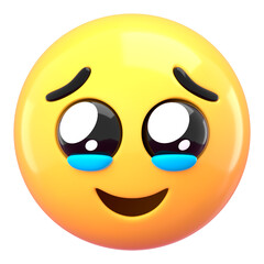 3D crying emoticon psd hold back tears face sticker, transparent background