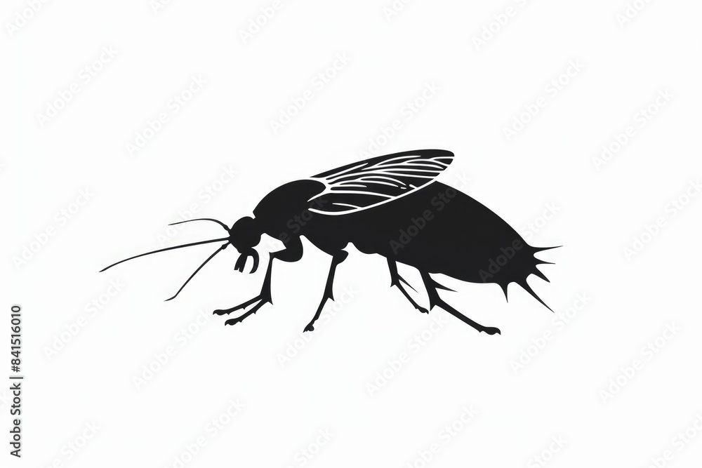 Poster a simple illustration of a mosquito's shape against a white background, ideal for use in designs whe
