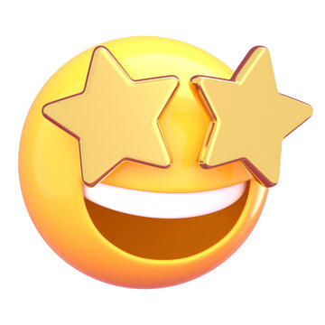 Star eyes 3D png emoticon sticker, transparent background