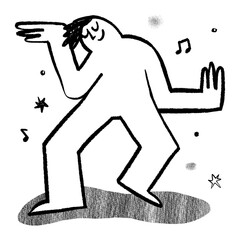 Woman dancing doodle png sticker, party graphic, transparent background