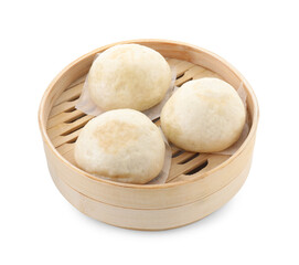 Delicious chinese steamed buns isolated on white