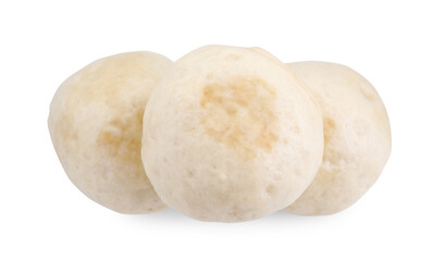 Fototapeta premium Delicious chinese steamed buns isolated on white, top view