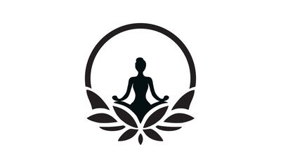 Vector  Yoga Practice on a Lotus Logo