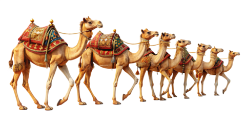 camel train Asolated on white background ,PNG AI GENERATED