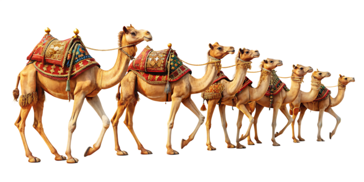 camel train Asolated on white background ,PNG AI GENERATED