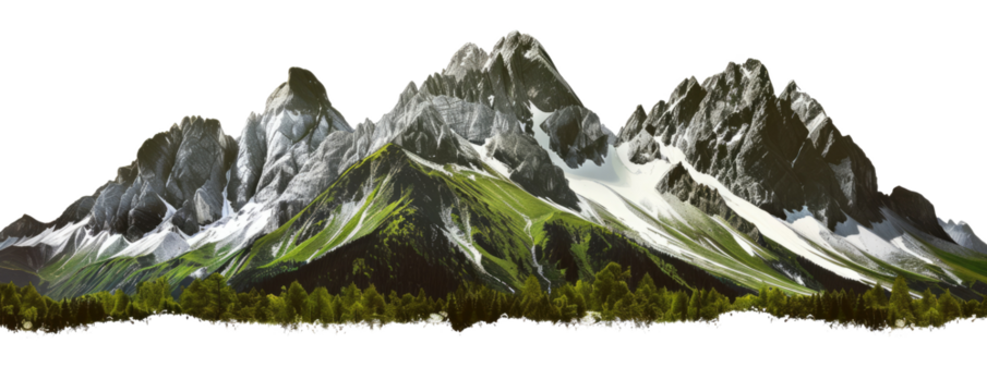 mountain landscape isolated on white or transparent png