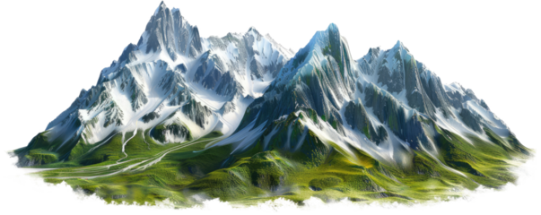 high mountains cut out, isolated on white or transparent png