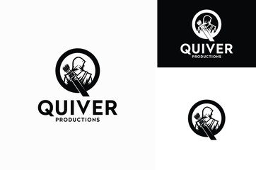 Initial Letter Q for Quiver Arrow with Medieval Hooded Archer logo design
