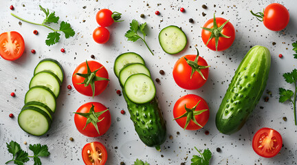 Fresh and Crisp, Tomatoes and Cucumbers