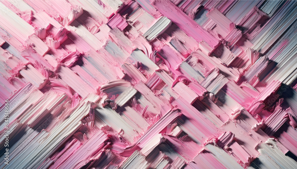 Poster abstract pink and white textured brush strokes on a canvas, expressing a concept of creativity. gene