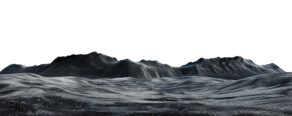 black desert with dunes and hills landscape isolated on white or transparent png