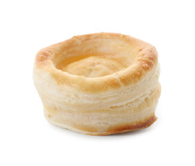 Delicious fresh puff pastry isolated on white
