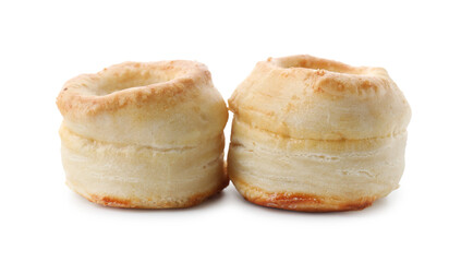 Delicious fresh puff pastry isolated on white