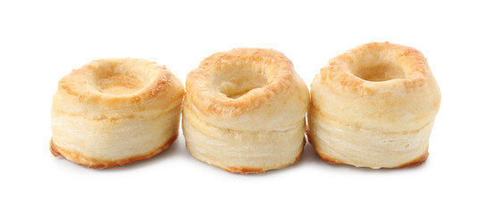 Delicious fresh puff pastry isolated on white