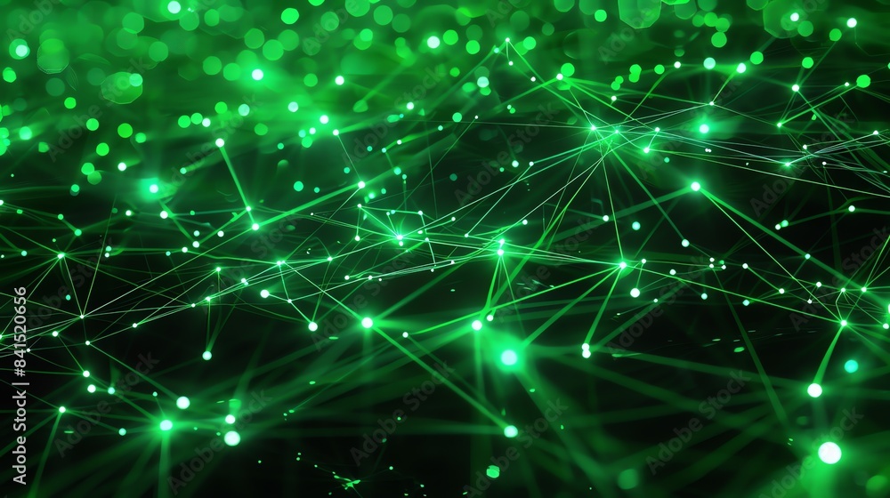 Poster glowing green network. futuristic technology background. plexus structure. 3d rendering.