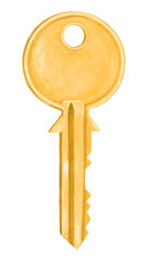 Gold house key png collage element, transparent background
