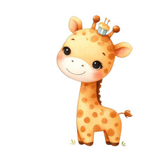 Cute cartoon giraffe with big eyes and polka dots, perfect for children's illustrations, birthday themes, and playful designs.