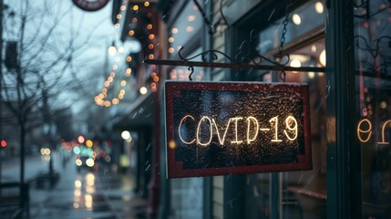 Create an image of a closed sign on a small business, depicting the economic impact of COVID-19 on local economies.
