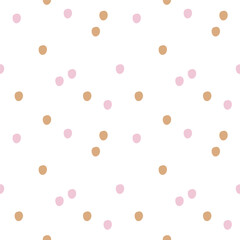 Abstract Beige and pink seamless pattern. Dots creative template. Minimal background with abstract spots. Trendy background for textile, wrapping paper, wallpaper, cover. Hand drawn vector textures