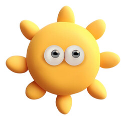 3D sun png icon, trasparent background