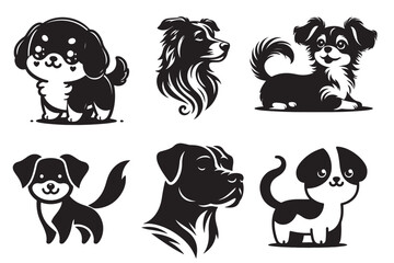 A  cute dog head silhouette vector art illustration.