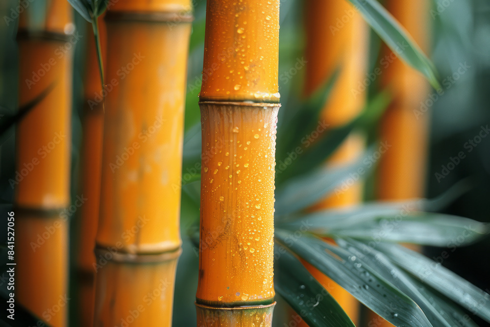 Poster macro view of bamboo with a dark, blurred background highlighting the sharp details,