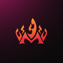 M monogram with flame