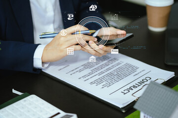 Home Insurance and Real estate investment concept, new client after signing agreement contract with...