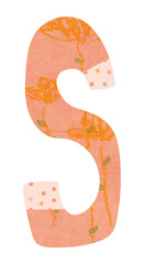Letter S png cute paper cut alphabet, transparent background