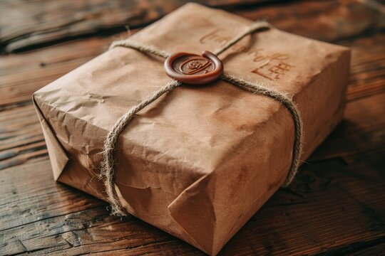 Vintage Wrapped Parcel with Wax Seal