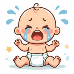 Obraz premium Child in diaper crying