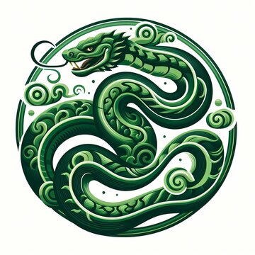 Green wooden snake, symbol of chinese 2025 new year. Celebrating 2025.
