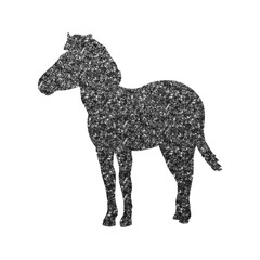 Sophisticated Horse Silhouette with Elegant Anthracite Hexagon Glitter Texture, Clear Background
