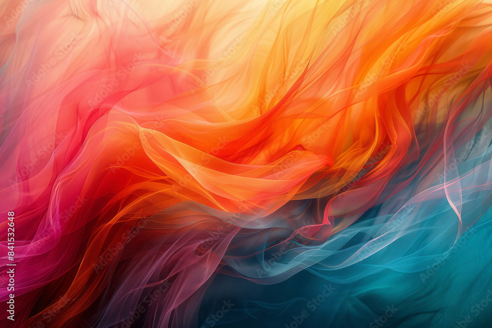 Poster Vibrant abstract shapes that appear to be in motion, generating a dynamic visual effect,