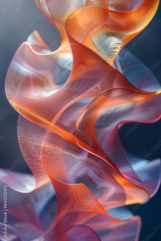 Poster vibrating abstract shapes creating a sense of motion and dynamic visual interest,
