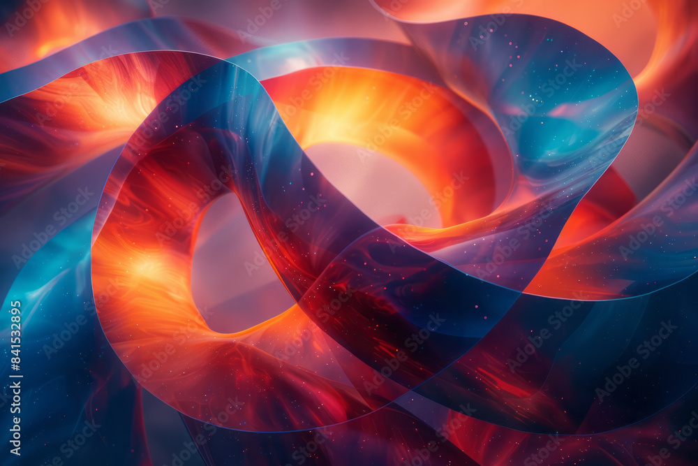 Poster abstract patterns with dynamic shapes that seem to vibrate and move, creating visual intrigue,