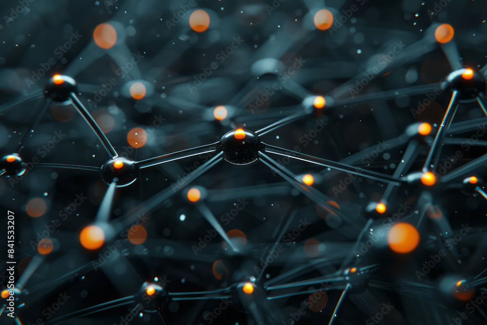 Aufkleber Network design with nodes and links that resemble complex technological schematics,