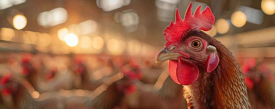 A poultry farm with a smart lock and surveillance system, Secure, Soft tones, Digital art, Protected livestock