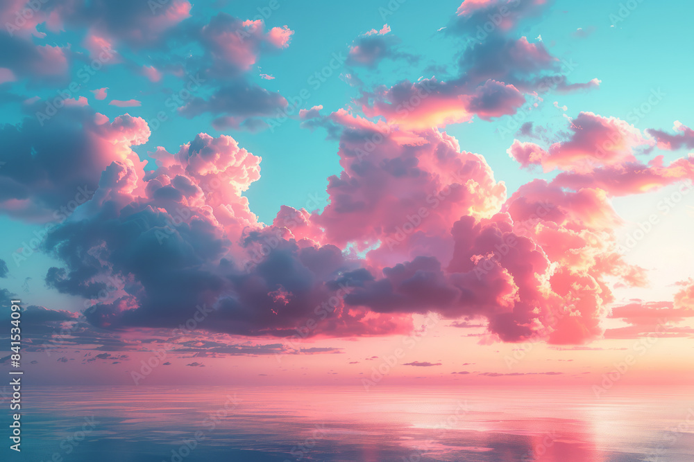 Poster Gradient design transitioning from sky blue to soft pink, ideal for tranquil and cohesive banner designs,