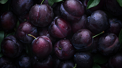Fototapeta premium background of fresh, ripe and delicious plums