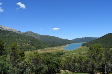 Naturaleza, paisaje, lago, cielo, árboles, montañas, medio ambiente