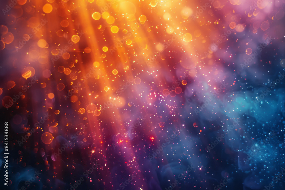 Poster vibrant light burst with abstract patterns and intense illumination,