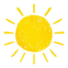 Yellow sun icon png cute crayon shape, transparent background © Rawpixel.com