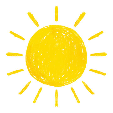 Yellow sun icon png cute crayon shape, transparent background
