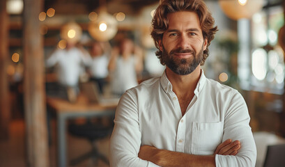 Obraz premium Content entrepreneur with crossed arms