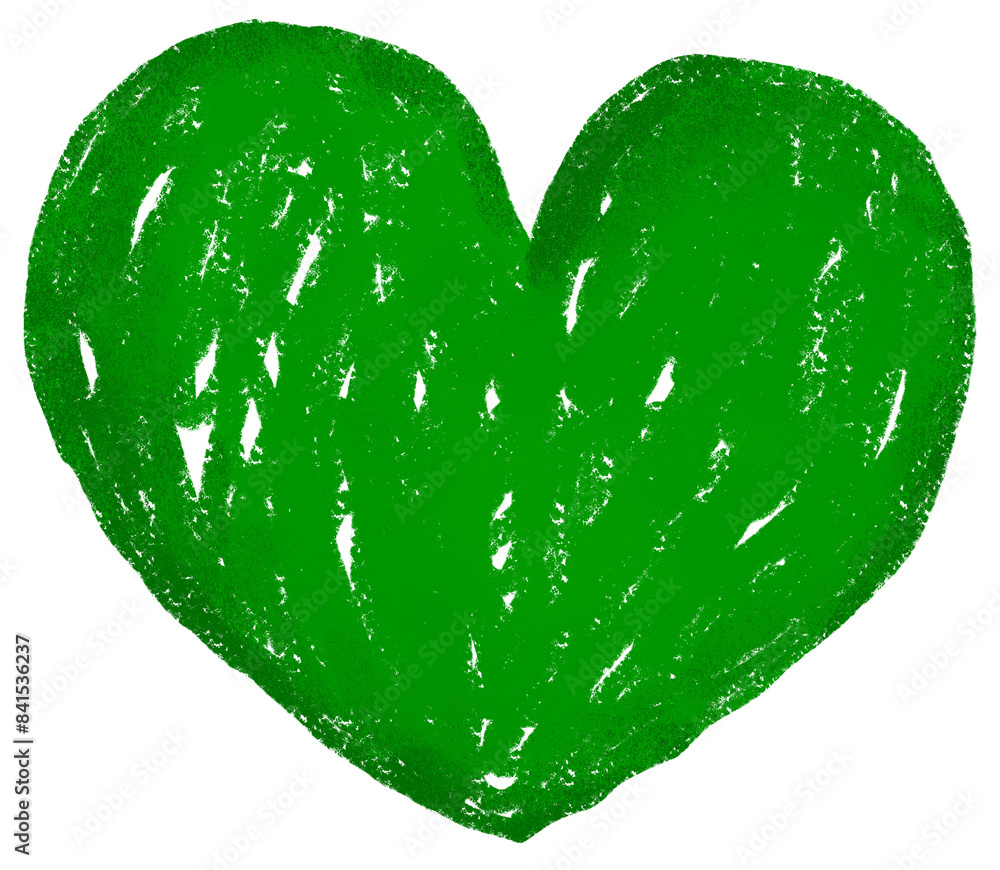 Sticker Green heart icon png cute crayon shape, transparent background